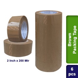 6pcs Brown Self Adhesive Packing Packaging Tape 2 inch 200m