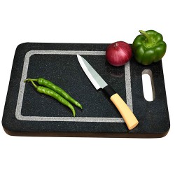 Black Granite Stone Fruit Vegitable Cutting Board with Holder 14 Inch