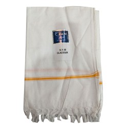 Bordered White Cotton Indian Bath Towels Light Weight Fast Absorb B2 - 76 x152cm