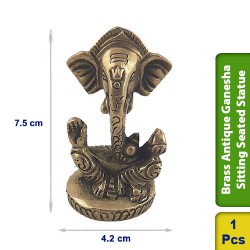 Brass Antique Ganesha Sitting Seated Statue figurine Hindu BS117