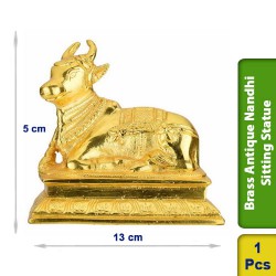 Brass Antique Nandhi Sitting Seated Statue figurine BS111