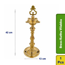 Brass Kuthu Vilakku Traditional Ornamental Tall Puja Lamp 42cm M106