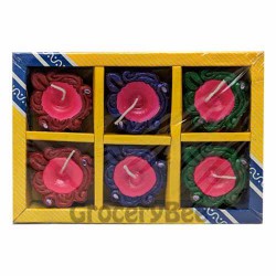 Colourful Diya Tray With Wax 6333