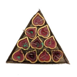 Decorated Diya Tray With Wax 6342