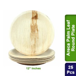 Food Lunch Dinner Plates-Eco Friendly Areca Palm Leaf-12 inch Round-25pcs