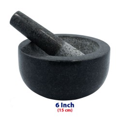 Granite Stone Idikal Bowl Mortar and Pestle Crusher Set 6 inch - Black