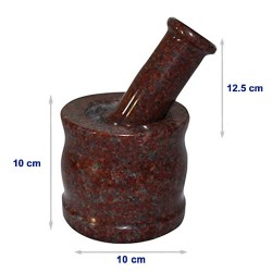 Granite Stone Idikal Mortar and Pestle Crusher Set 4 inch - Design Red