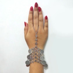 Jeweljunk Oxidised Silver Plated Hand Harness