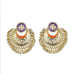 Kriaa Meenakari Gold Plated Afghani Earrings Purple