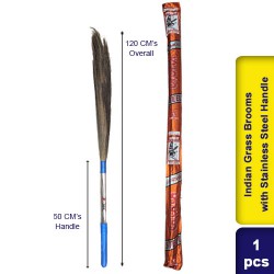 Monkey Brand Indian Traditional Grass Brooms with Stainless Steel Handle