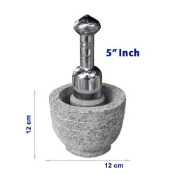 Natural Stone Idikal Mortar and Pestle Crusher Set Steel Handle 5 inch