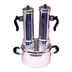 Puttu Kudam Maker Stainless Steel (2 Pipe) with Steamer Plate and Stick