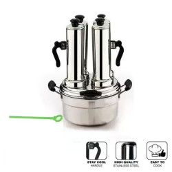 Puttu Kudam Maker Stainless Steel (4 Pipe) with Steamer Plate and Stick