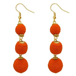Tip Top Fashions Orange Thread Gold Plated Dangler Earrings