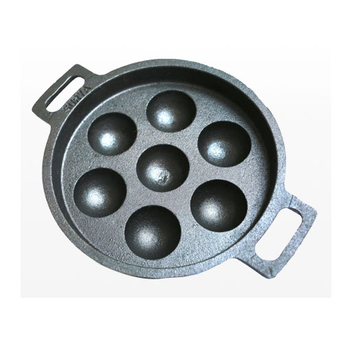 Black Cast Iron Paniyaram Pan 7 Pit, Round