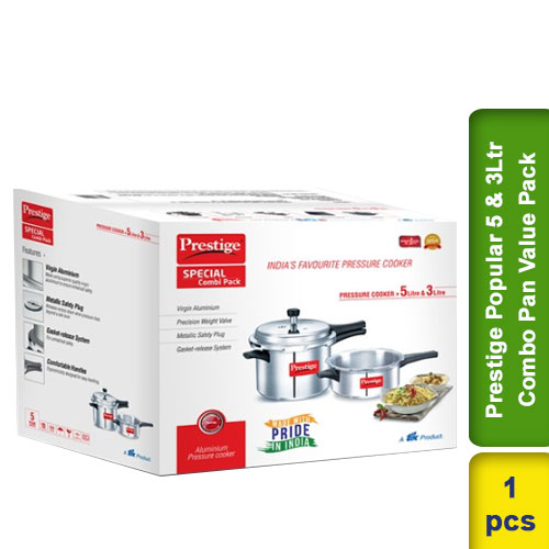 Buy Prestige Popular 5Ltr Cooker 3Ltr Combo Pan Value Pack online Sydney Australia Grocery Bee GroceryBee